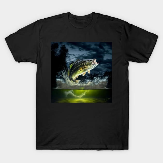 Bass Jumping At Night T-Shirt by TheCore